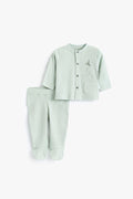 Junior Baby Dino Ribbed Popper Set - Sage