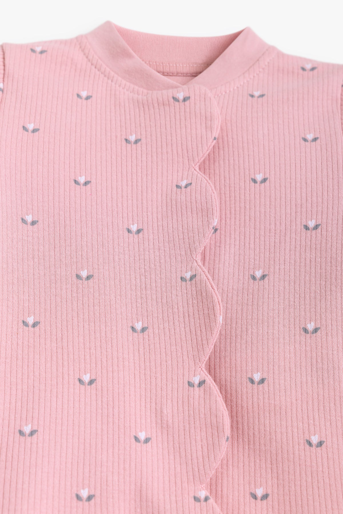 Junior Little Petal Scalloped Top & Bottom Set - Pink