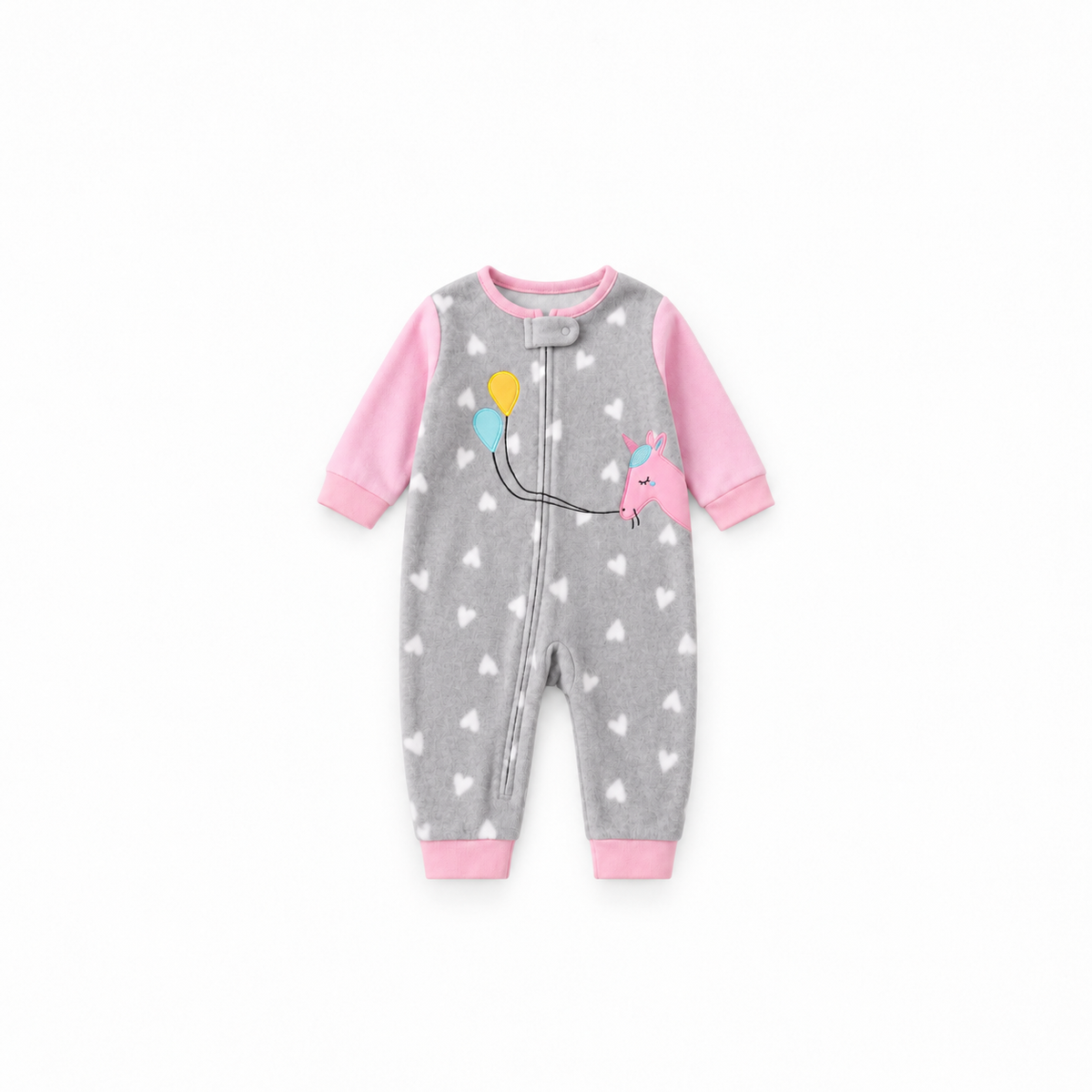 Baby Girls' Unicorn Balloon Fleece Sleepsuit