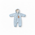 Baby Hooded Bear Print Sleepsuit - Blue
