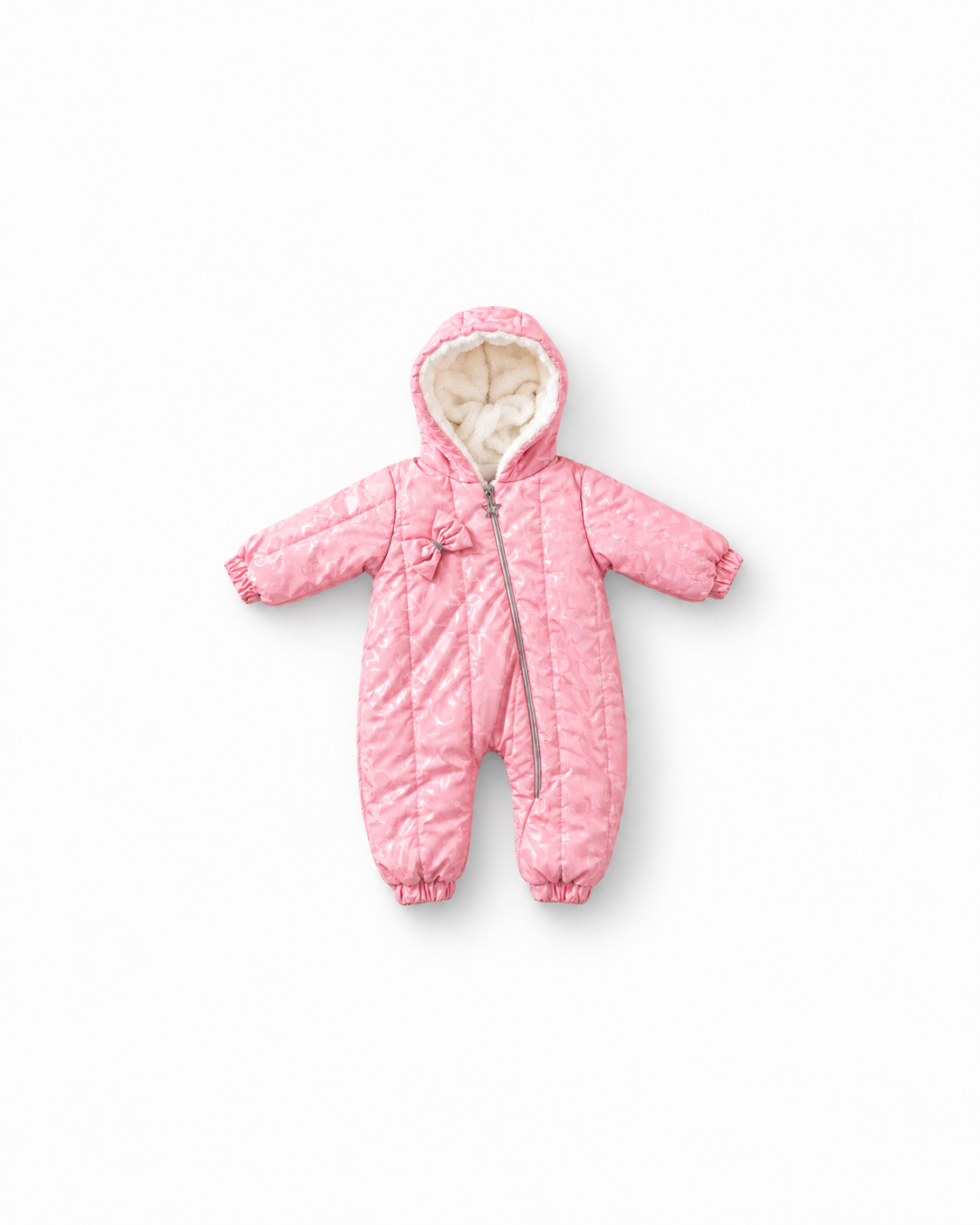 Baby Quilted Hooded Snowsuit - Pink