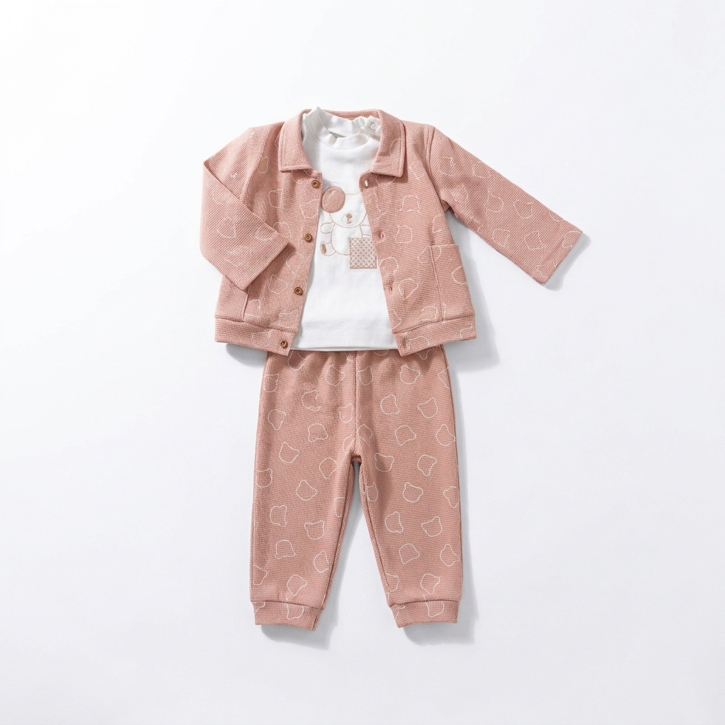 Baby Bear Waffle Set of 3 - Rose