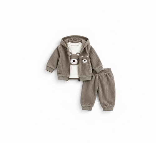 Baby Bear Hooded Set of 3 - Taupe