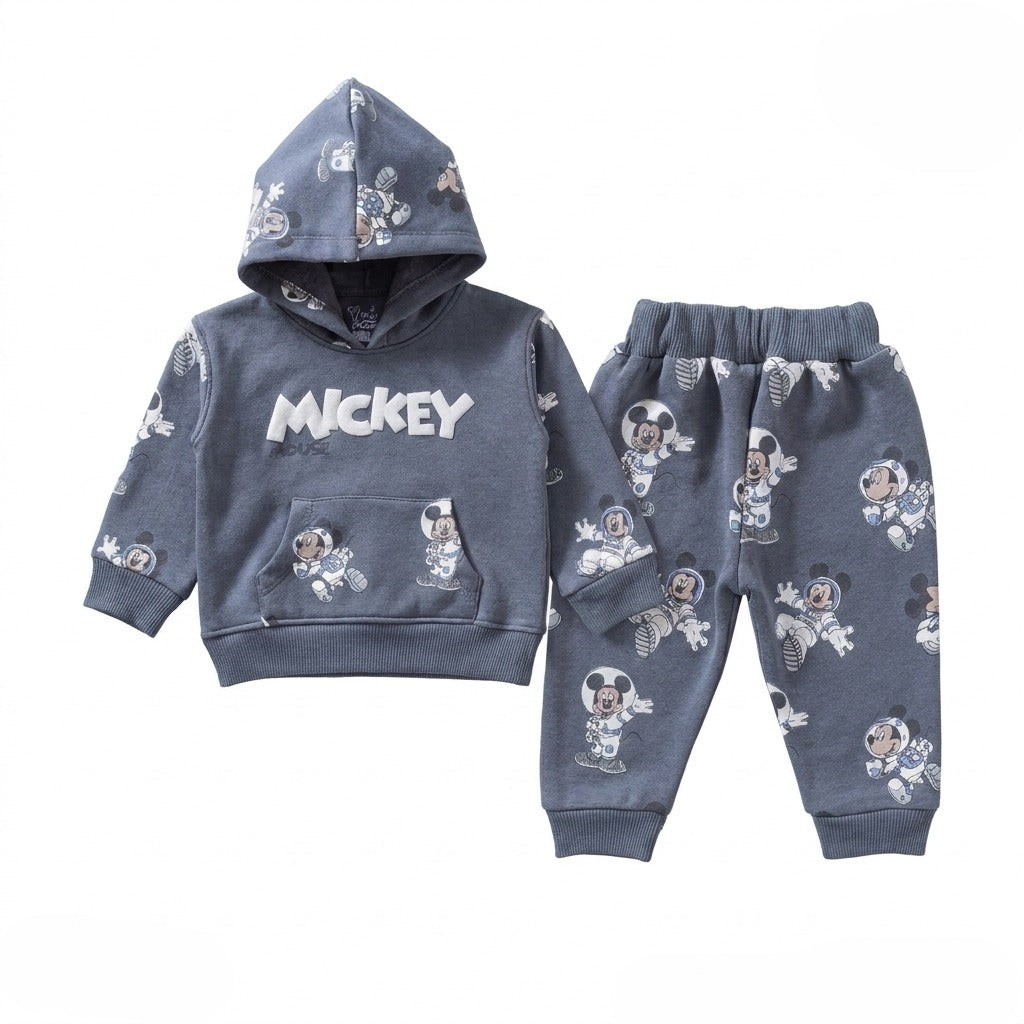 Baby Mickey Astronaut Hooded Sweat Set - Grey