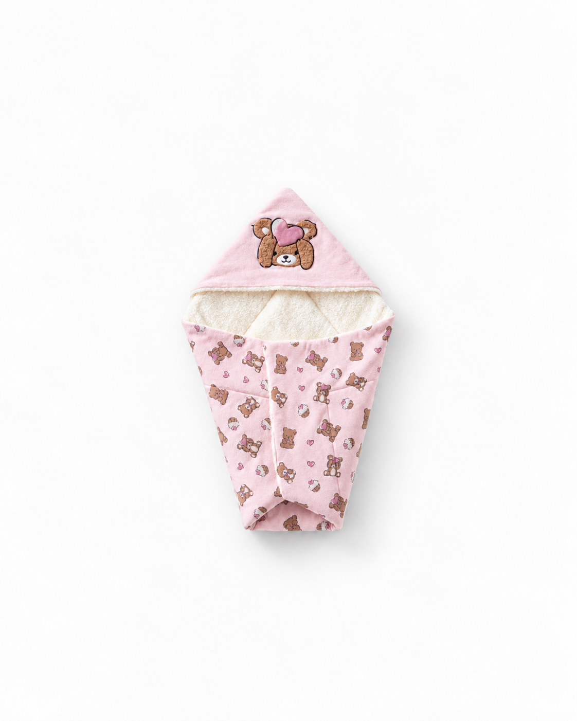 Baby Hooded Swaddle Wrap - Pink Bear