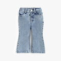 Girls Acid-Wash Denim Flare Jeans with Five-Pocket Design