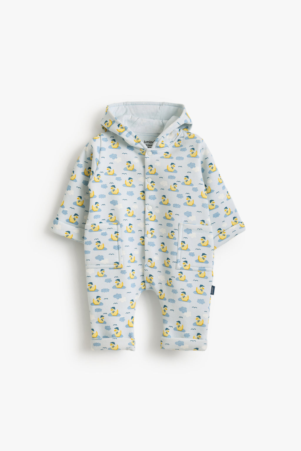 Junior Baby Hooded Romper - Tweet Tweet Blue