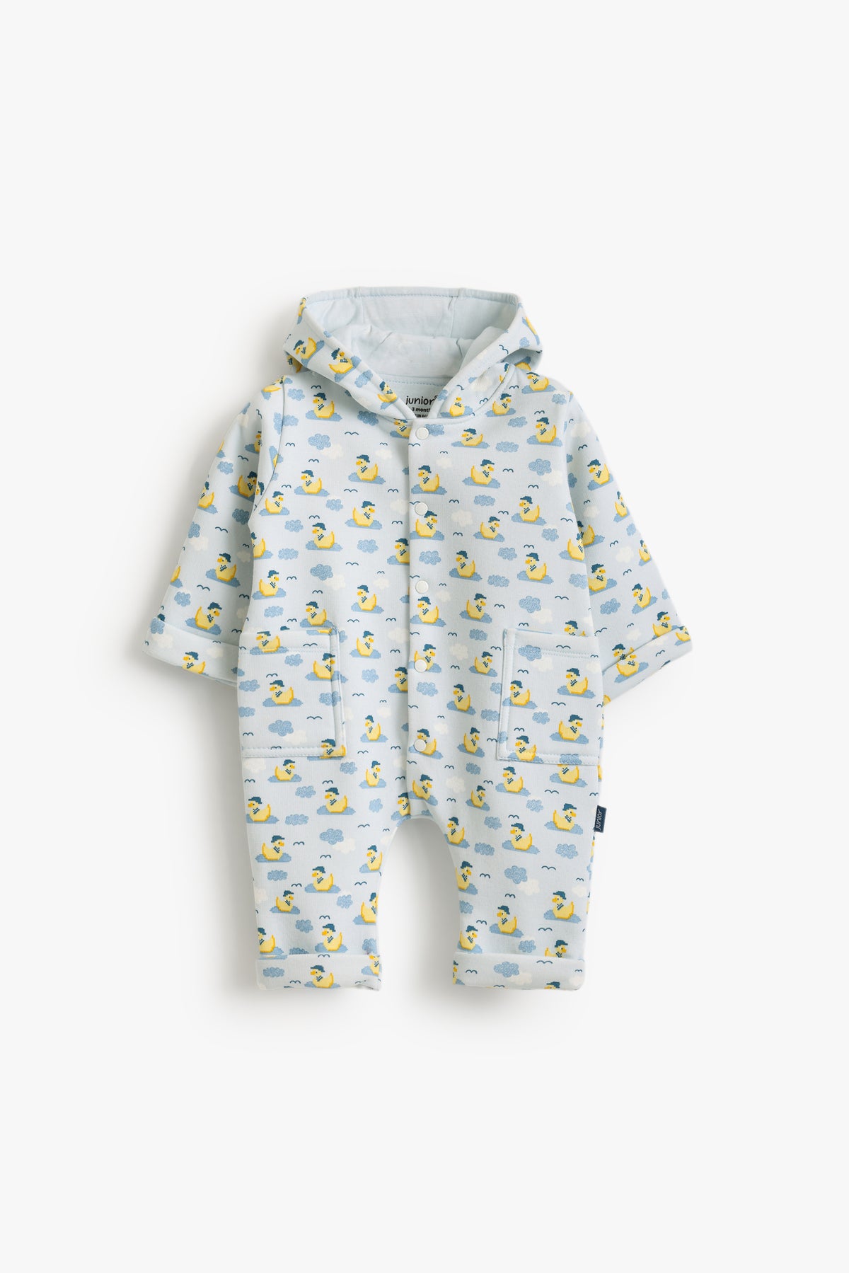 Junior Baby Hooded Romper - Tweet Tweet Blue