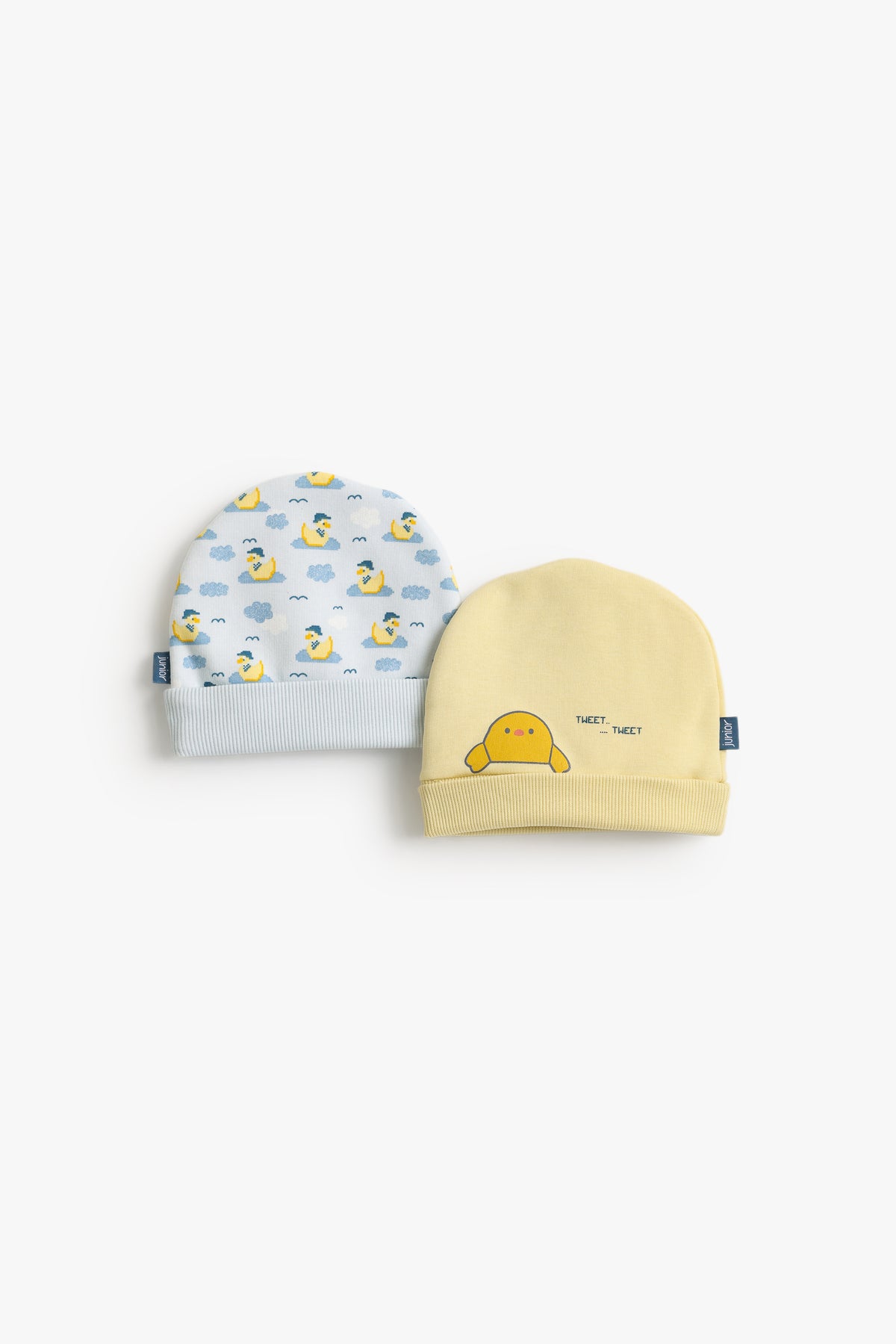 Junior Baby Cap Set of 2 - Tweet Tweet Blue