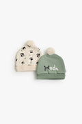 Junior Baby Cap Set of 2 - Panda Cream