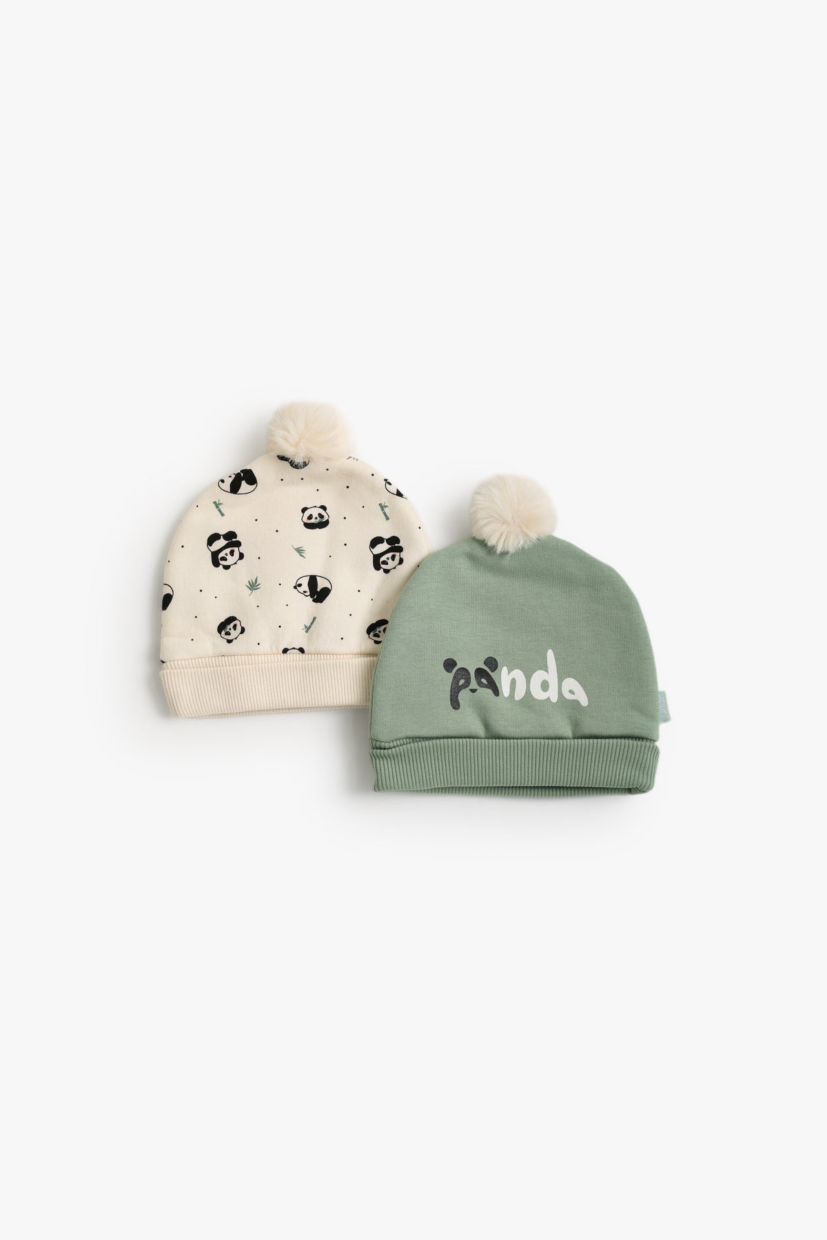 Junior Baby Cap Set of 2 - Panda Cream