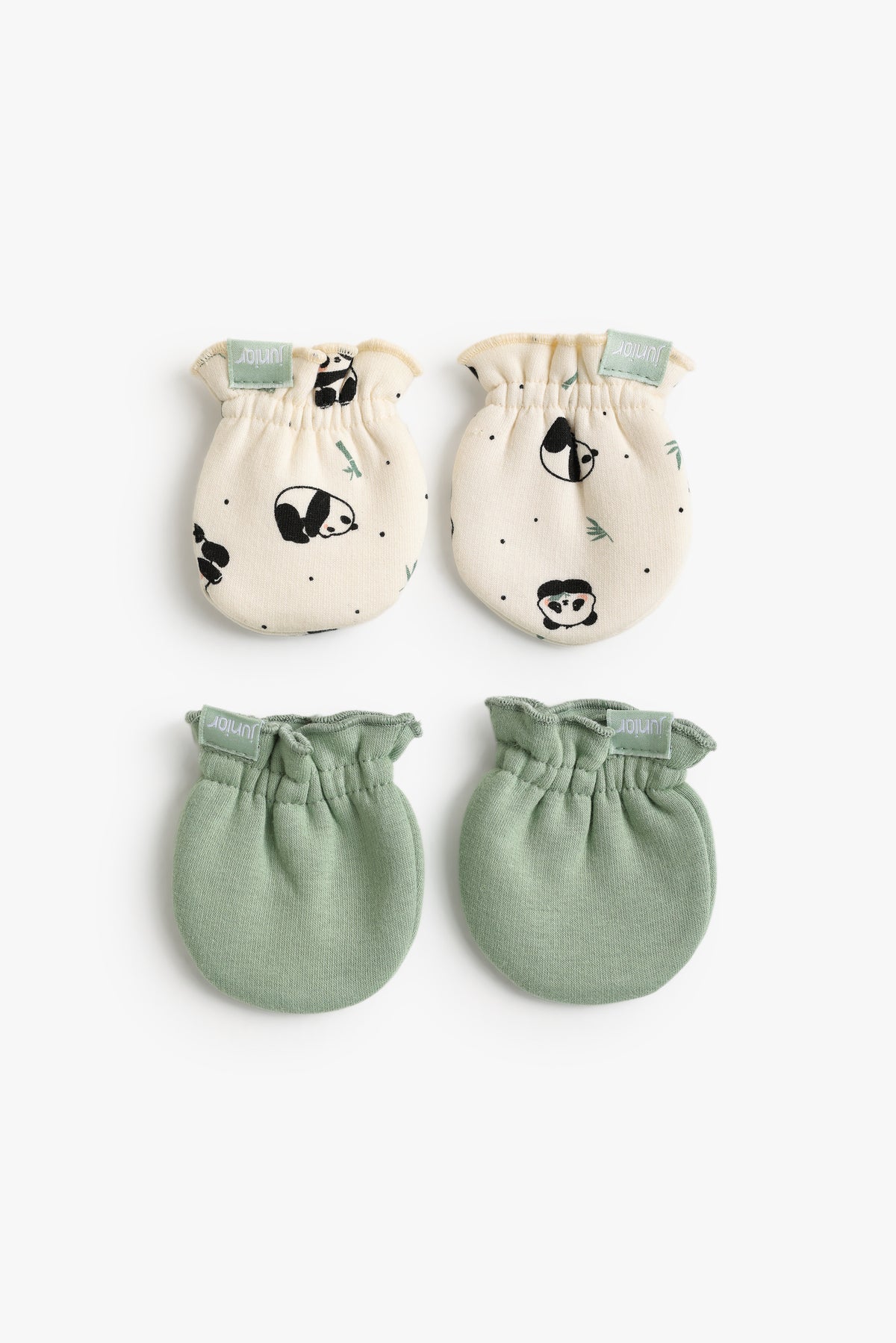 Junior Baby Mittens Set of 2 - Panda Cream