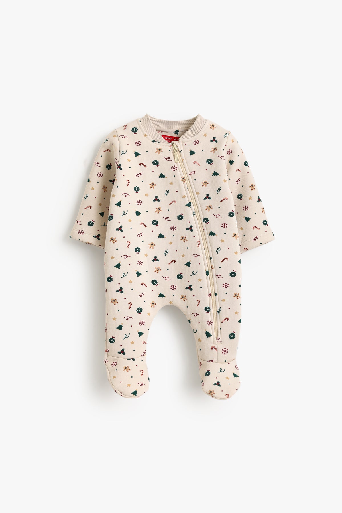 Junior Baby Footed Sleepsuit - Christmas Friends Cream