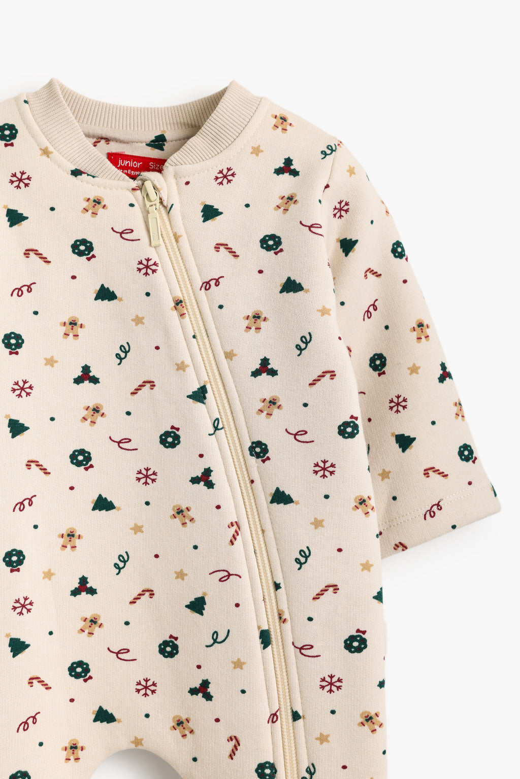 Junior Baby Footed Sleepsuit - Christmas Friends Cream