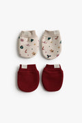 Junior Baby Mittens Set of 2 - Christmas Friends Red