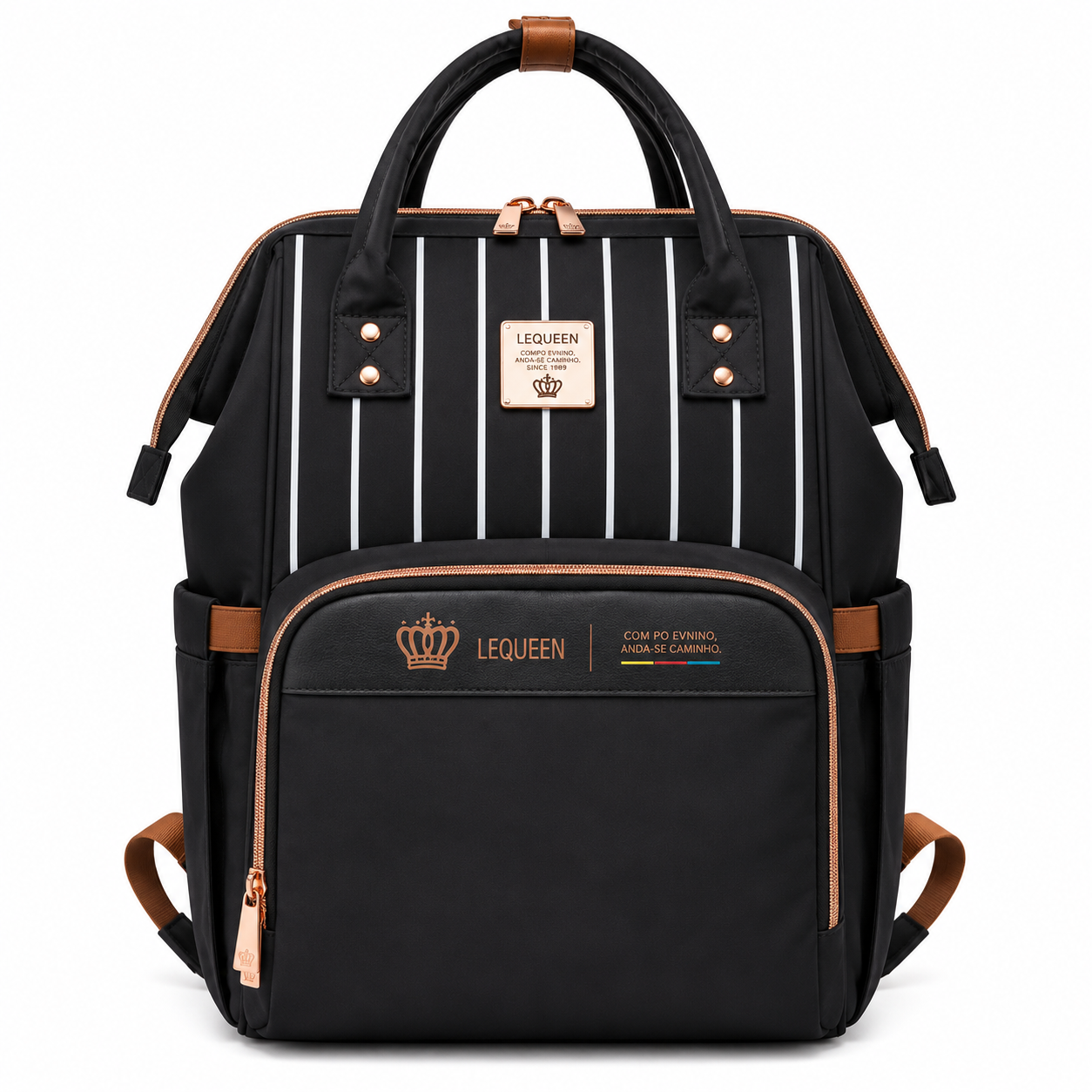LEQUEEN Gen 8 Classic Diaper Backpack - Black Pinstripe