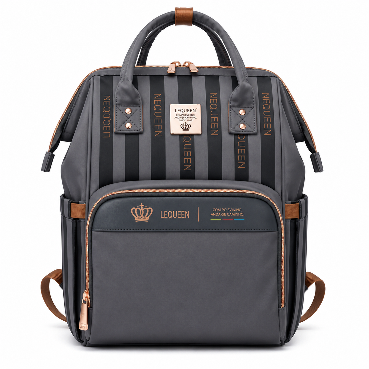 LEQUEEN Gen 8 Classic Diaper Backpack - Grey Pinstripe