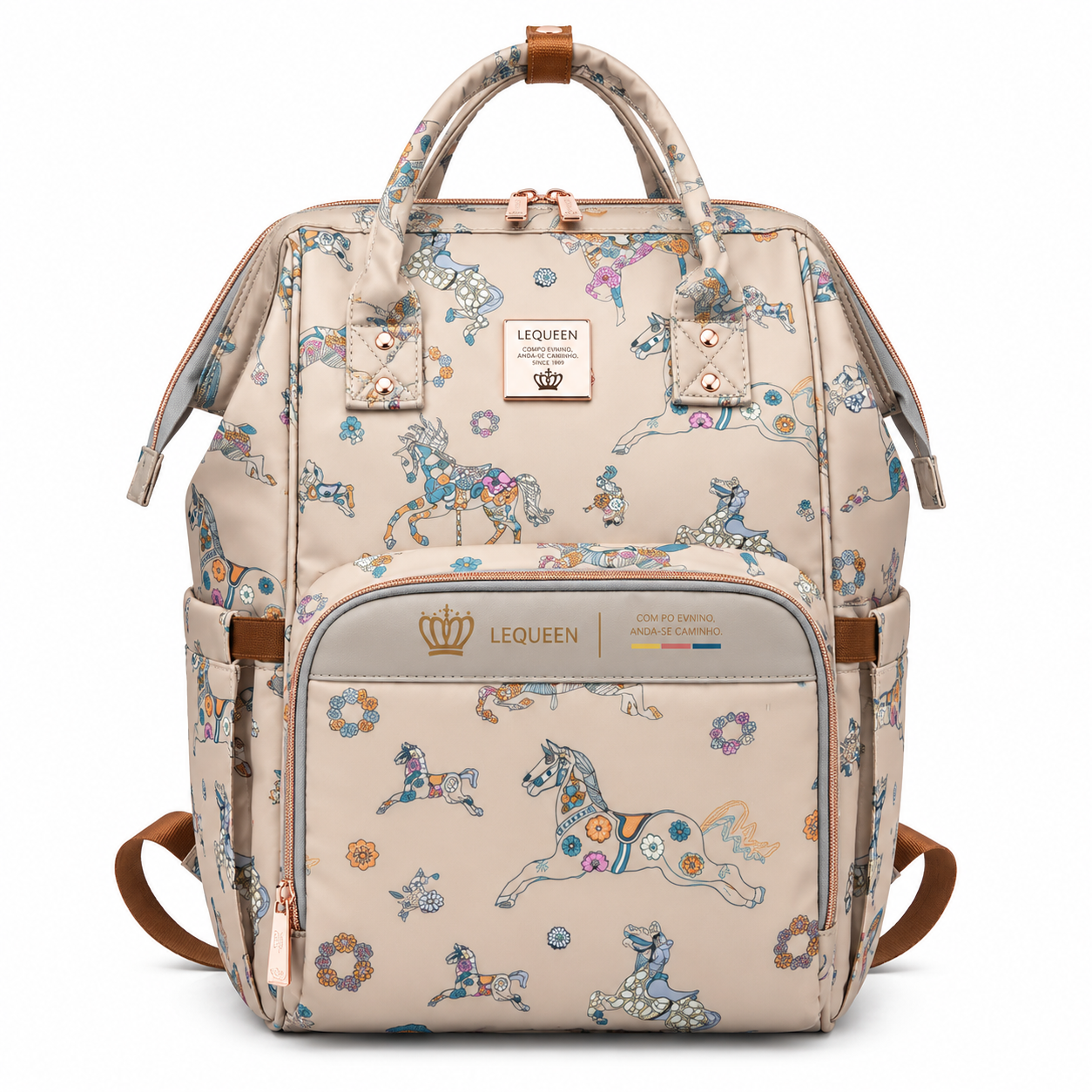 LEQUEEN Gen 8 Classic Diaper Backpack - Grey Cloud Print