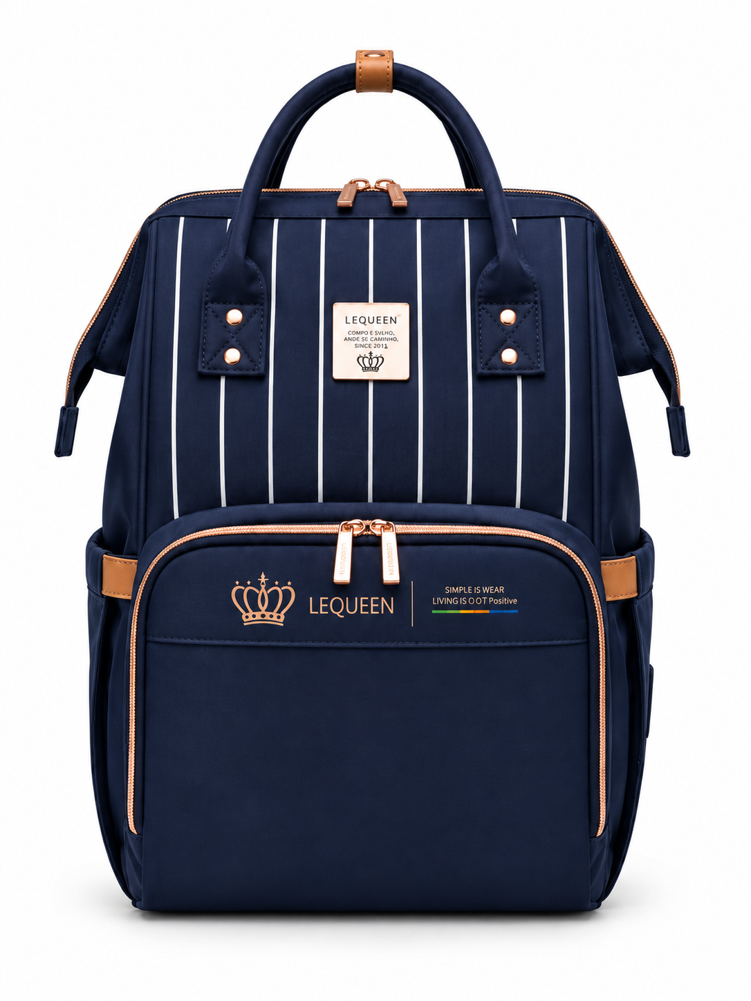 LEQUEEN Gen 8 Classic Diaper Backpack - Navy Pinstripe