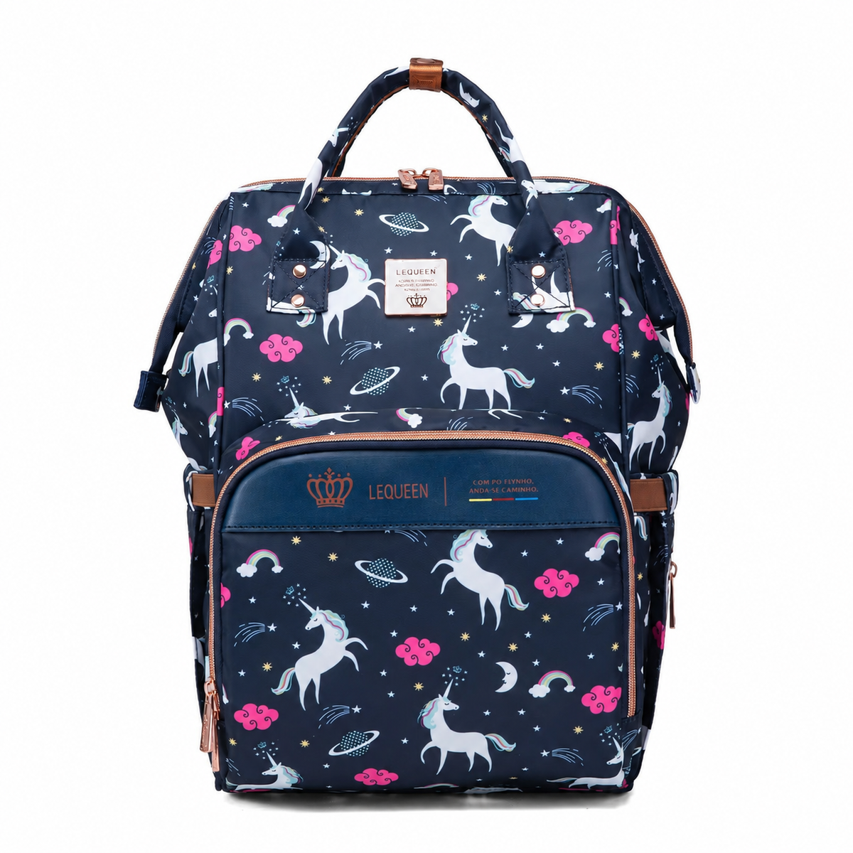 LEQUEEN Gen 8 Classic Diaper Backpack - Navy Unicorn Print