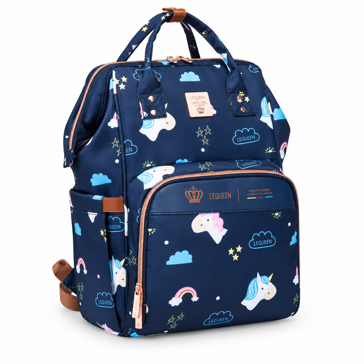 LEQUEEN Gen 8 Classic Diaper Backpack - Navy Cloud Print