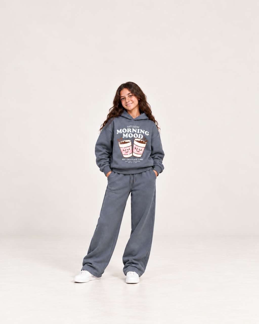 Girls' Morning Mood Hooded Sweat Set - Grey