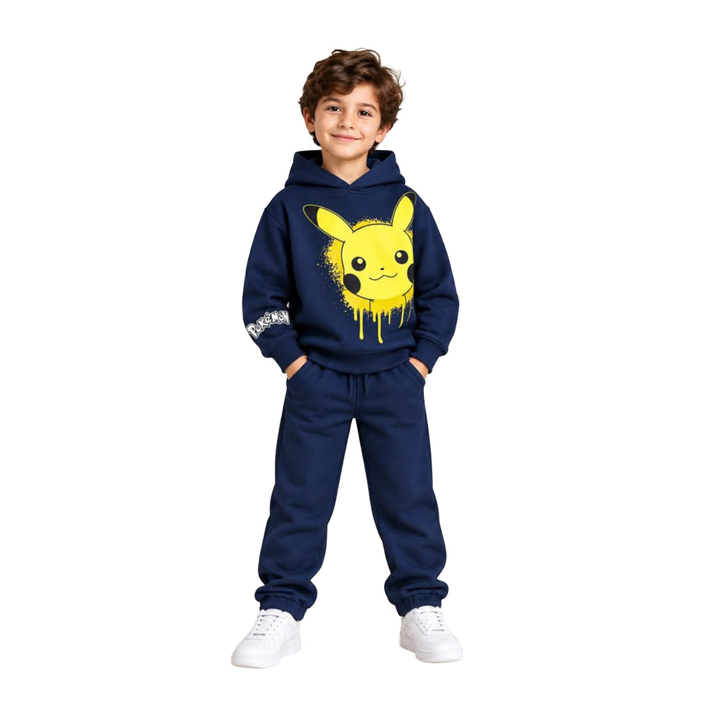 Boys' Yellow Character Hooded Sweat Set - Navy