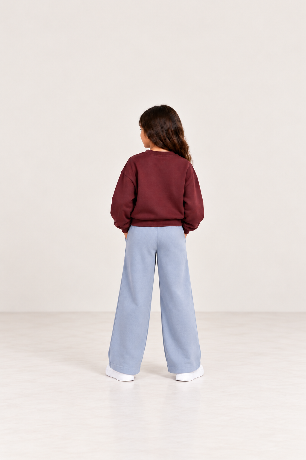 Girls' Band Smiley Sweat Set - Burgundy & Blue