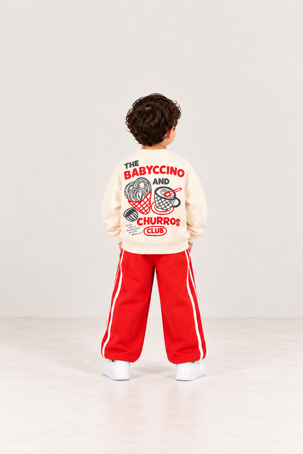 Boys' Babyccino Club Sweat Set - Cream & Red