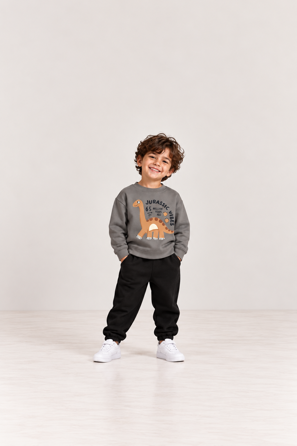 Boys' Jurassic Dino Sweat Set - Grey