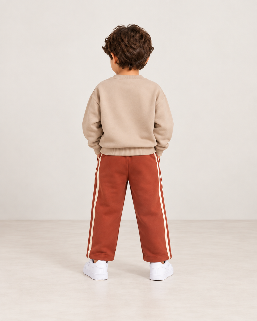 Kids' Happy Sweat Set with Striped Trousers