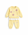 Girls' Crochet Flower Tulle-Hem Fleece Set - Yellow