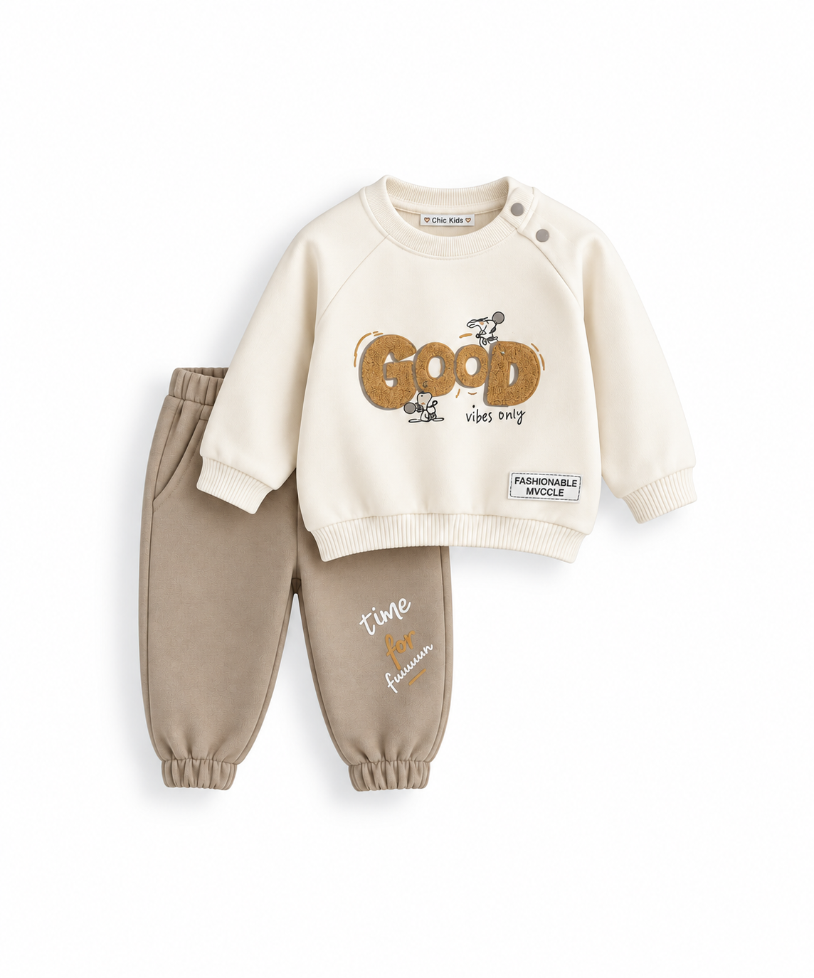 Boys' Good Vibes Fleece Set - Taupe