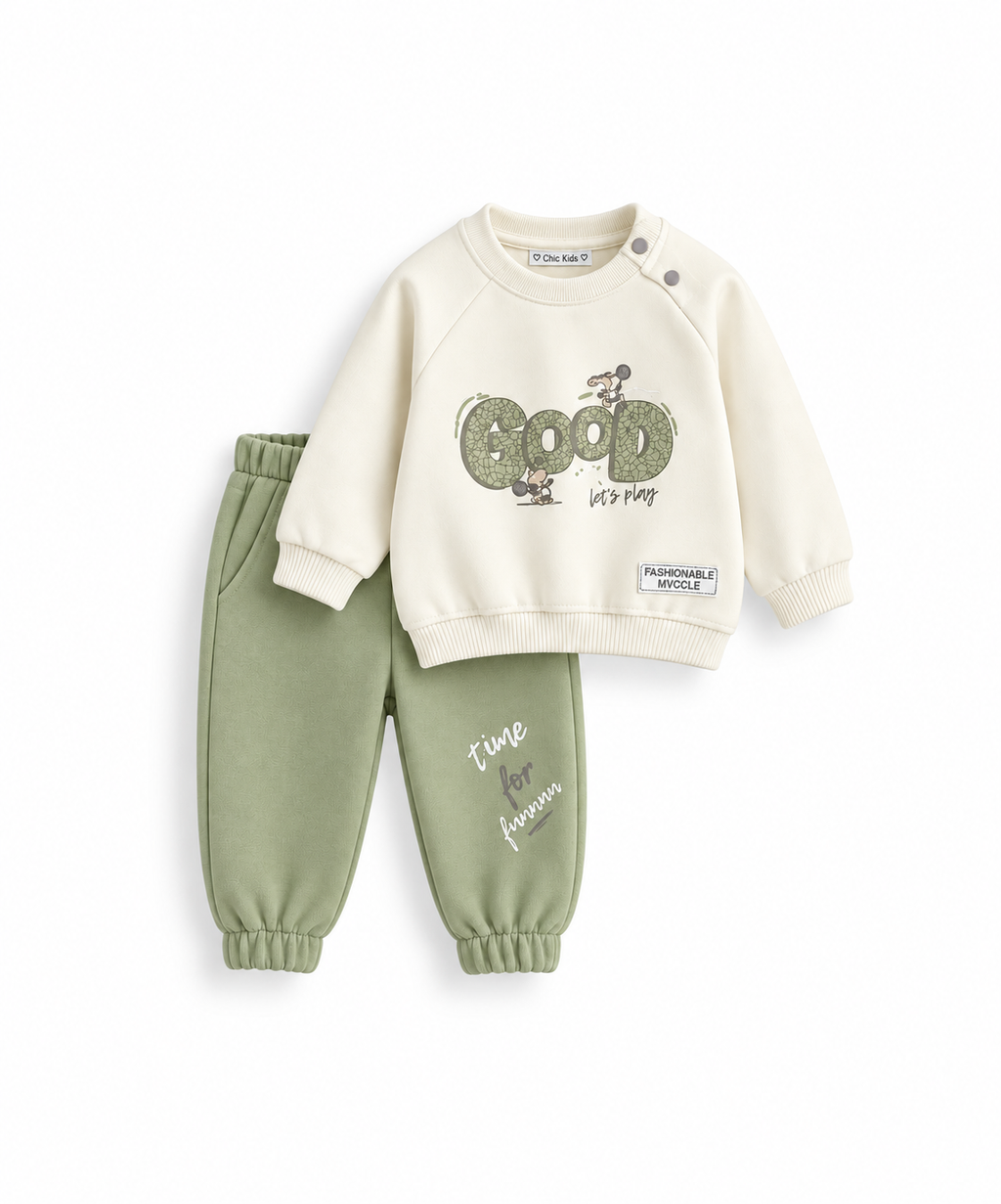 Boys' Good Vibes Fleece Set - Sage
