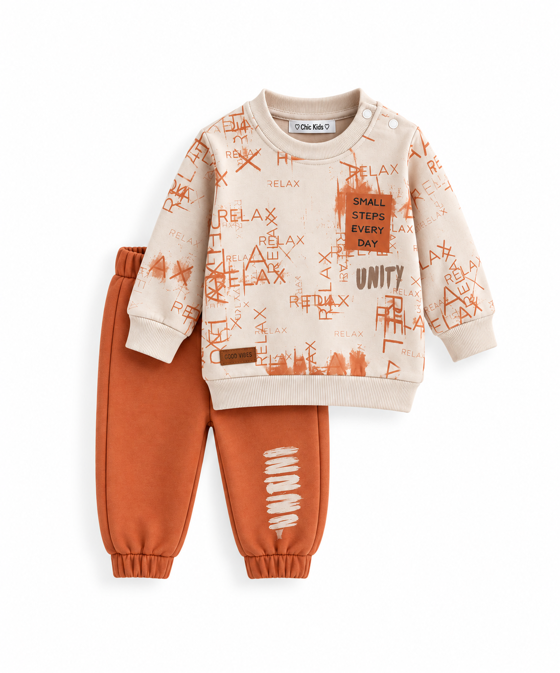 Boys' Relax Graffiti Fleece Set - Rust