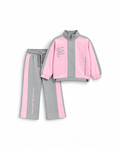 Girls' Half-Zip Colour-Block Flared Set - Grey