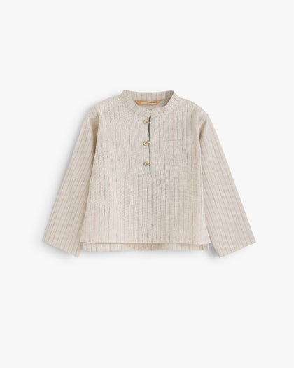 Junior Boys Striped Linen Blend Long Sleeve Shirt