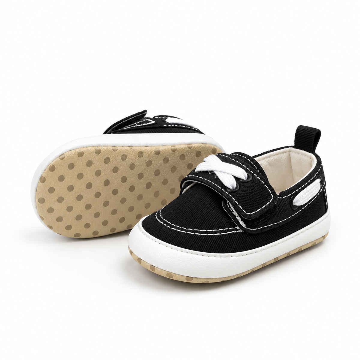Baby Soft Sole Lace Walker Shoes - Black