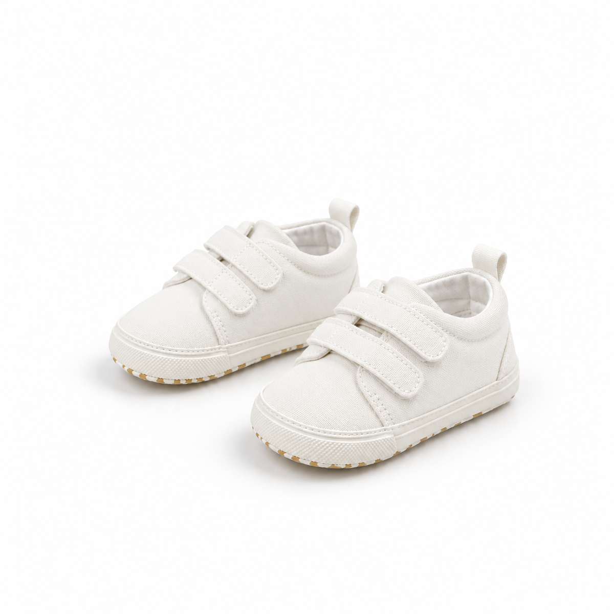 Kids' White Canvas Velcro Sneakers - White