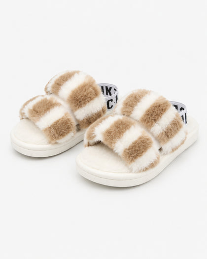 Soft Faux Fur Toddler Slides with Elastic Logo Backstrap