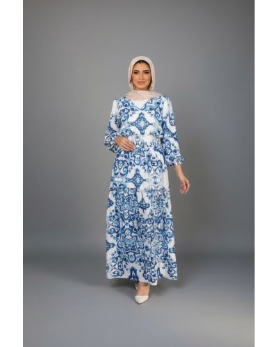 Printed Puff-Sleeve Dress