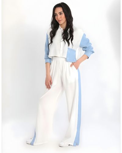 Women’s Two-Piece Fusion Fashion Suit with Denim Accents