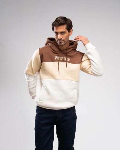Desert Tones Colorblock Hoodie -Brown*Beige