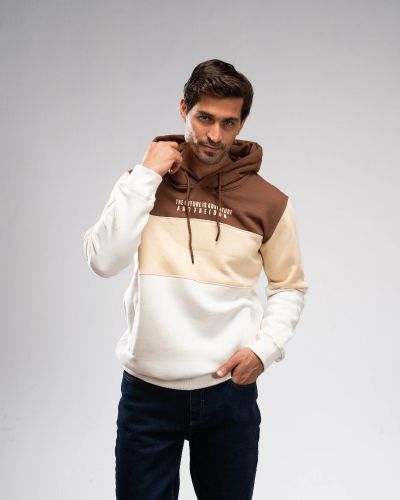 Desert Tones Colorblock Hoodie -Brown*Beige