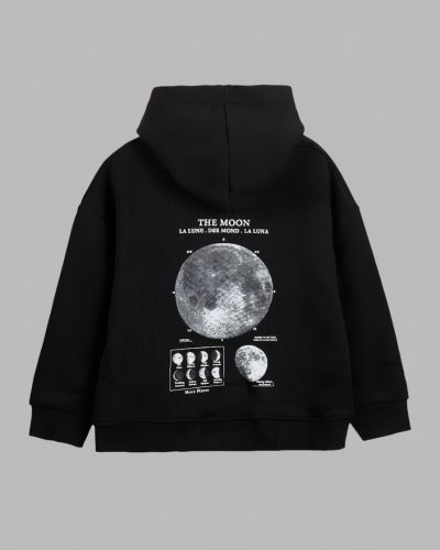 The Moon printed hoodie Black