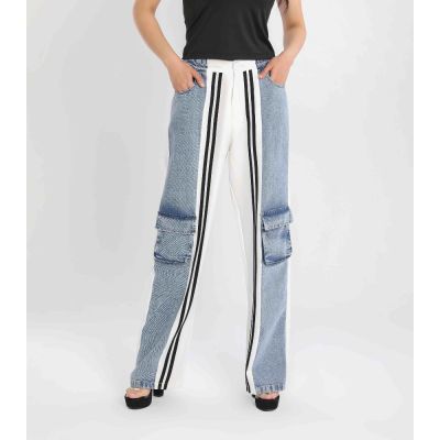 Women’s Streetwear Denim Dynamics Pants with Racing Stripes