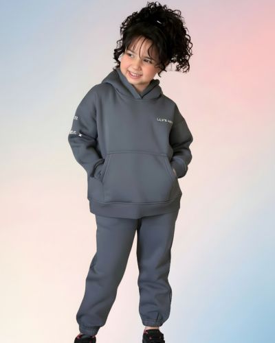 Kids hoodie set Grey with yellow logo