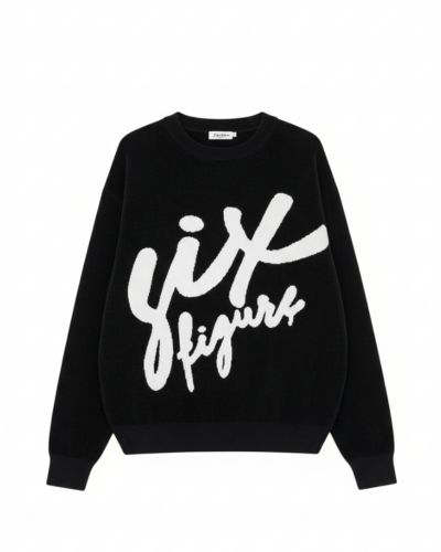 Oversized  Crew Neck Graphic Knit Sweater