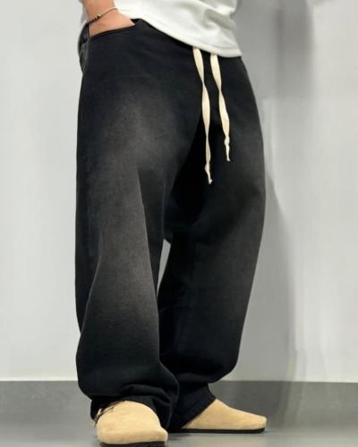 Black Oversized Drawstring Pants