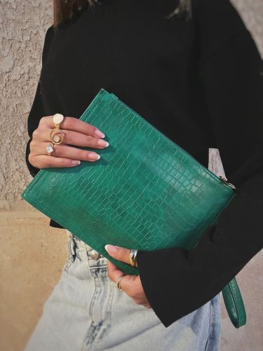 The Green Croc Clutch